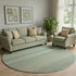8' Fern Green And Ivory Striped Washable Round Rug With UV Protection