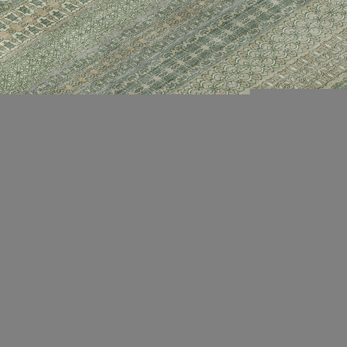 8' Fern Green And Ivory Striped Washable Round Rug With UV Protection