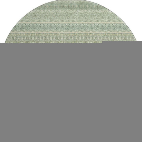 8' Fern Green And Ivory Striped Washable Round Rug With UV Protection