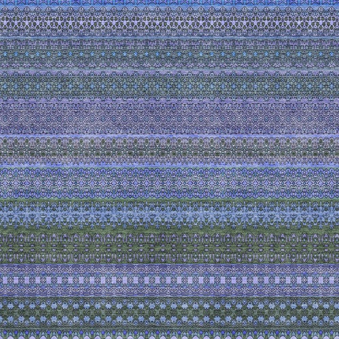 5' X 8' Blue And Ivory Striped Washable Area Rug With UV Protection