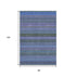 8' X 10' Blue And Ivory Striped Washable Area Rug With UV Protection