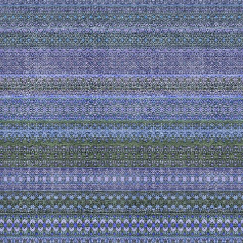 8' X 10' Blue And Ivory Striped Washable Area Rug With UV Protection