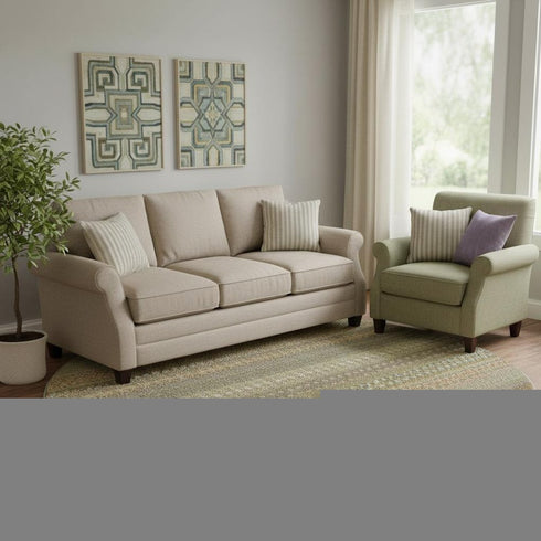 8' Khaki And Ivory Striped Washable Round Rug With UV Protection