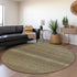 8' Khaki And Ivory Striped Washable Round Rug With UV Protection