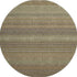 8' Khaki And Ivory Striped Washable Round Rug With UV Protection