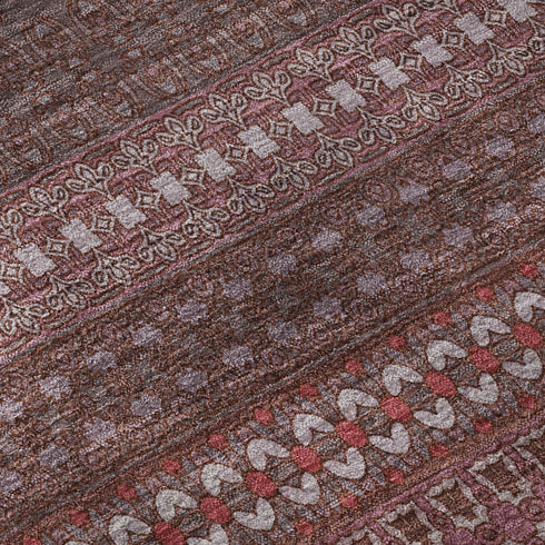 8' X 10' Merlot And Ivory Striped Washable Area Rug With UV Protection