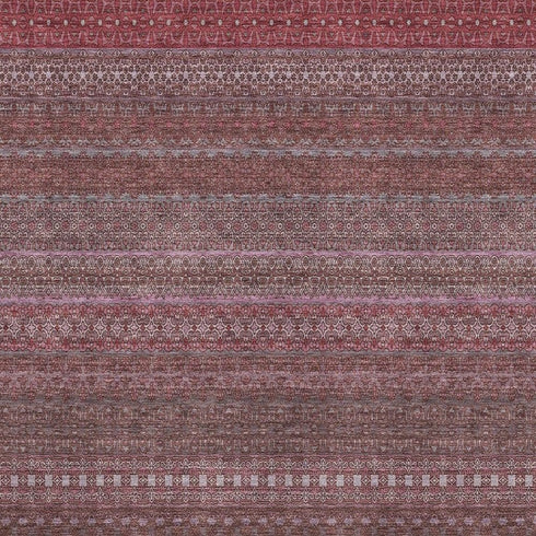8' X 10' Merlot And Ivory Striped Washable Area Rug With UV Protection