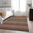 8' X 10' Rust And Purple Striped Washable Area Rug With UV Protection