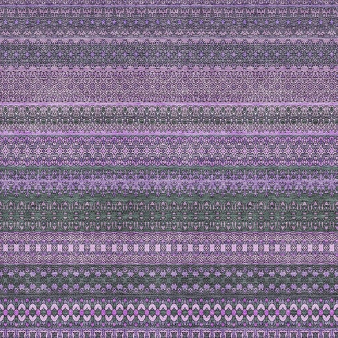 5' X 8' Purple And Ivory Striped Washable Area Rug With UV Protection