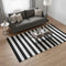 5' X 8' Black And Ivory Striped Washable Area Rug With UV Protection