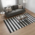 5' X 8' Black And Ivory Striped Washable Area Rug With UV Protection