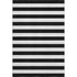 5' X 8' Black And Ivory Striped Washable Area Rug With UV Protection