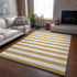 8' X 10' Gold And Ivory Striped Washable Area Rug With UV Protection