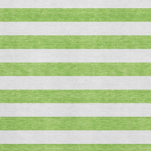 5' X 8' Lime Green And Ivory Striped Washable Area Rug With UV Protection