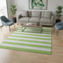 5' X 8' Lime Green And Ivory Striped Washable Area Rug With UV Protection