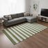 9' X 12' Olive Green And Ivory Striped Washable Area Rug With UV Protection