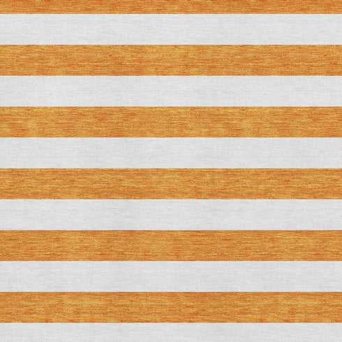 8' X 10' Orange And Ivory Striped Washable Area Rug With UV Protection
