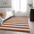 9' X 12' Rust And Ivory Striped Washable Area Rug With UV Protection