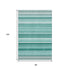 8' X 10' Aqua And Ivory Striped Washable Area Rug With UV Protection