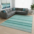 8' X 10' Aqua And Ivory Striped Washable Area Rug With UV Protection