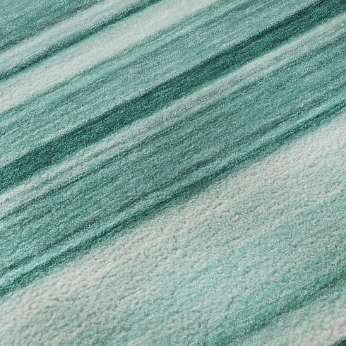 8' X 10' Aqua And Ivory Striped Washable Area Rug With UV Protection