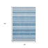 5' X 8' Blue And Ivory Striped Washable Area Rug With UV Protection