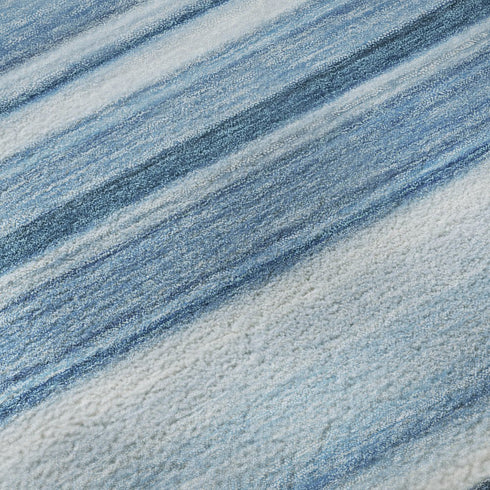5' X 8' Blue And Ivory Striped Washable Area Rug With UV Protection