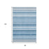 8' X 10' Blue And Ivory Striped Washable Area Rug With UV Protection