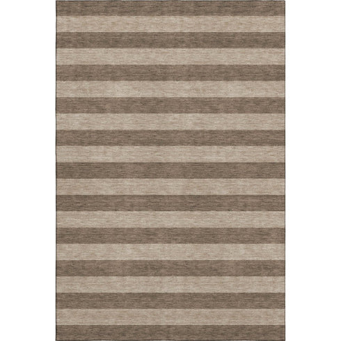 9' X 12' Coffee And Beige Striped Washable Area Rug With UV Protection
