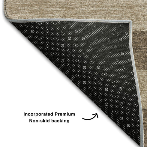 9' X 12' Coffee And Beige Striped Washable Area Rug With UV Protection