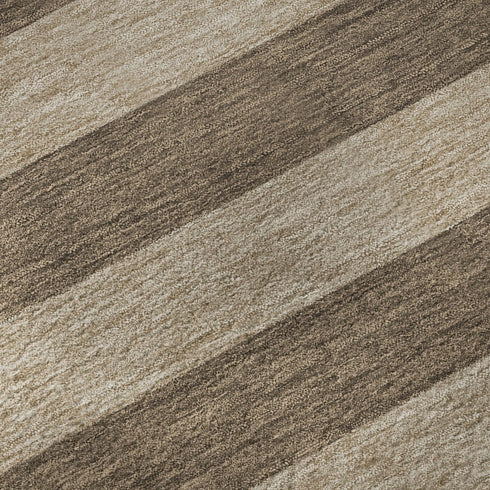 9' X 12' Coffee And Beige Striped Washable Area Rug With UV Protection