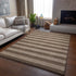 9' X 12' Coffee And Beige Striped Washable Area Rug With UV Protection