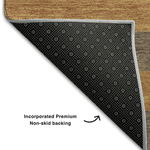8' X 10' Chocolate And Copper Striped Washable Area Rug With UV Protection
