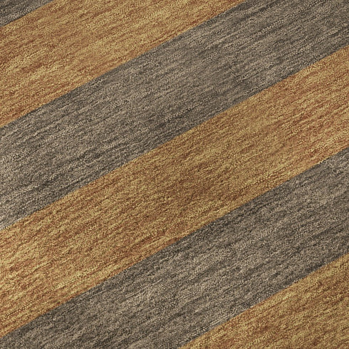 8' X 10' Chocolate And Copper Striped Washable Area Rug With UV Protection