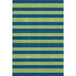 5' X 8' Navy Blue And Green Striped Washable Area Rug With UV Protection