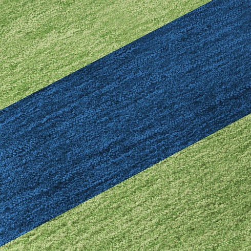 5' X 8' Navy Blue And Green Striped Washable Area Rug With UV Protection