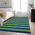 9' X 12' Navy Blue And Green Striped Washable Area Rug With UV Protection