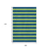 9' X 12' Navy Blue And Green Striped Washable Area Rug With UV Protection