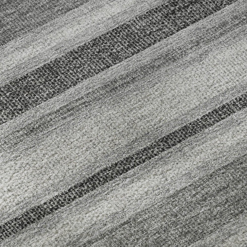 8' Silver And Gray Striped Washable Round Rug With UV Protection