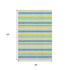 8' X 10' Yellow And Blue Striped Washable Area Rug With UV Protection