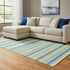 8' X 10' Yellow And Blue Striped Washable Area Rug With UV Protection