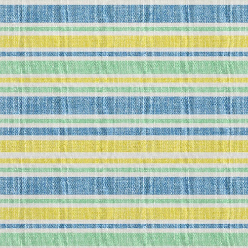 8' X 10' Yellow And Blue Striped Washable Area Rug With UV Protection