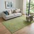 9' X 12' Fern Green And Blue Paisley Washable Area Rug With UV Protection