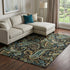 9' X 12' Black Blue And Green Paisley Washable Area Rug With UV Protection