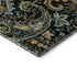 9' X 12' Black Blue And Green Paisley Washable Area Rug With UV Protection