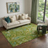 9' X 12' Green And Blue Paisley Distressed Washable Area Rug With UV Protection
