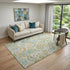 9' X 12' Ivory Blue And Green Paisley Distressed Washable Area Rug With UV Protection