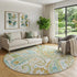 9' X 12' Ivory Blue And Green Paisley Distressed Washable Area Rug With UV Protection