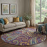 9' X 12' Purple Green And Blue Paisley Washable Area Rug With UV Protection