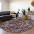 9' X 12' Purple Green And Blue Paisley Washable Area Rug With UV Protection